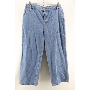 J Crew jeans Slim‎ Wide Leg Crop Stone Wash High Rise Waist Womens 34x26.5